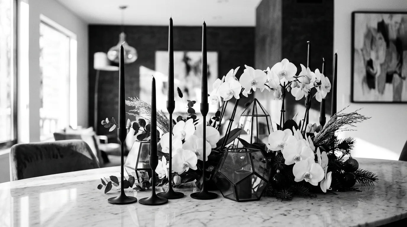 Use branches for height when the room can carry more drama inspiration for a holiday dining table centerpiece.